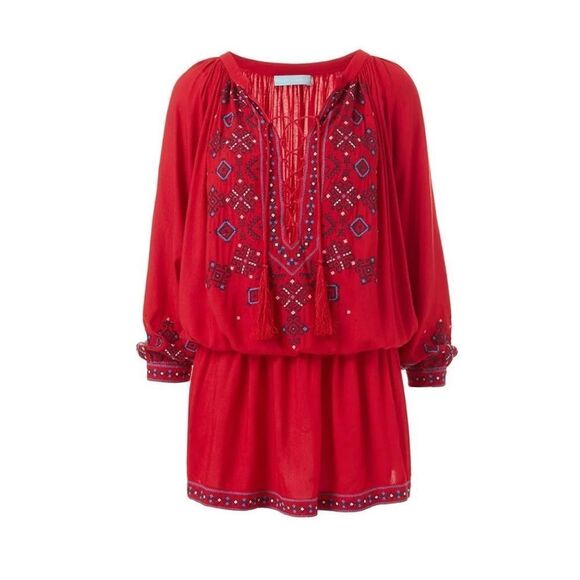 Melissa Odabash Red Nadja Embroidered Short Mini Women's Dress size Small‎ - Picture 4 of 7